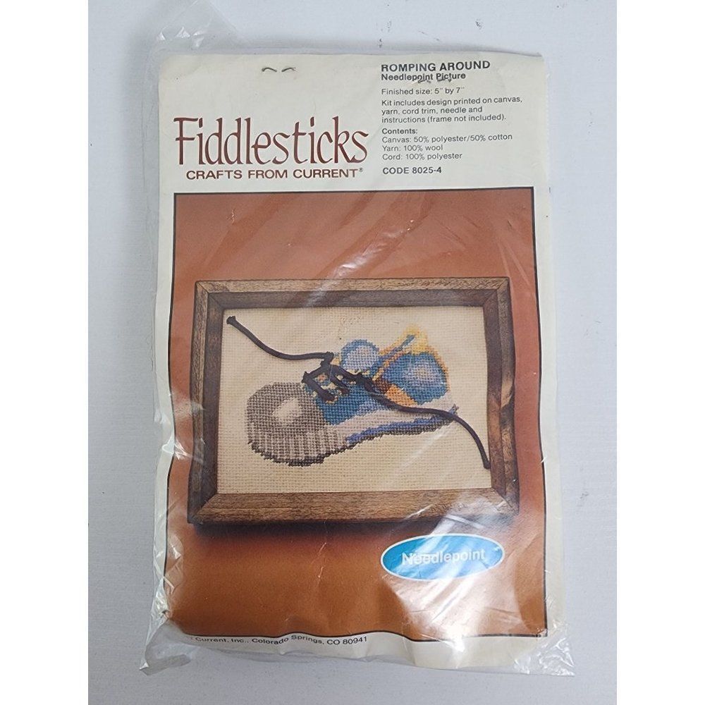 Vintage Fiddlesticks Romping Around Needlepoint Design, New in Packaging